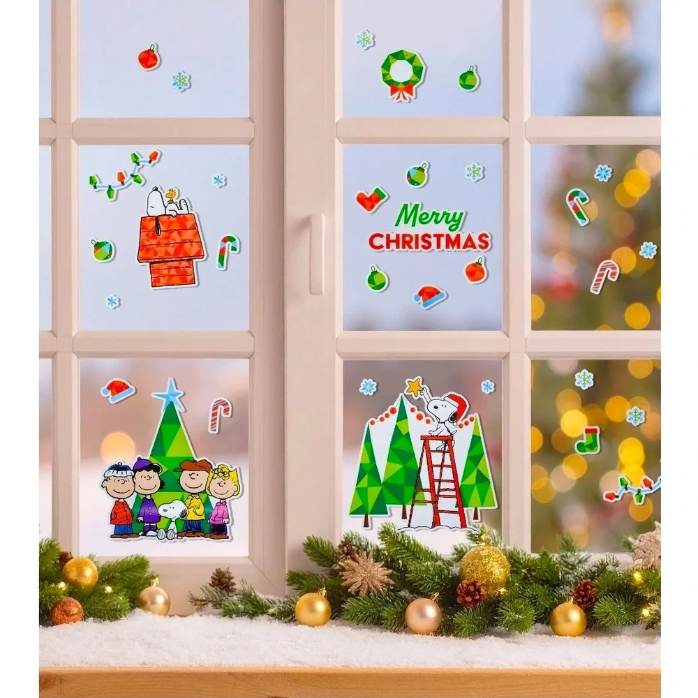 Peanuts Snoopy Christmas Window Clings Merry Holiday‎ Decor Reusable
